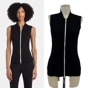 Capsule‎ 121 The Star Vest Black Ribbed Knit Tank Top Zip Front Size Small